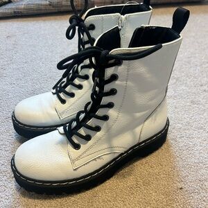 Sincerely Jules Womens Leather Zip Combat Ankle Boots